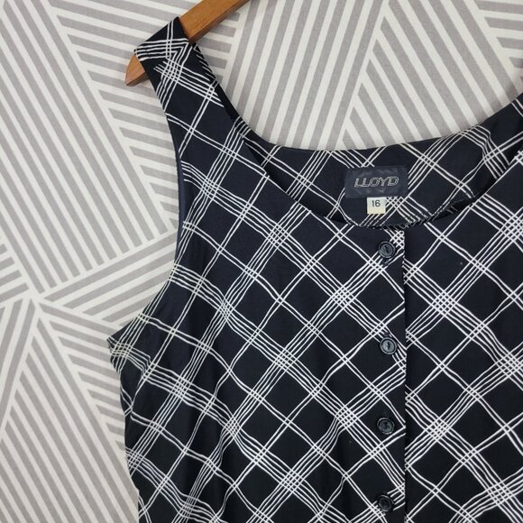 Vintage Slip Dress Size 16 Alt Long Midi Plaid Black Button Front Long Grunge - Picture 3 of 7